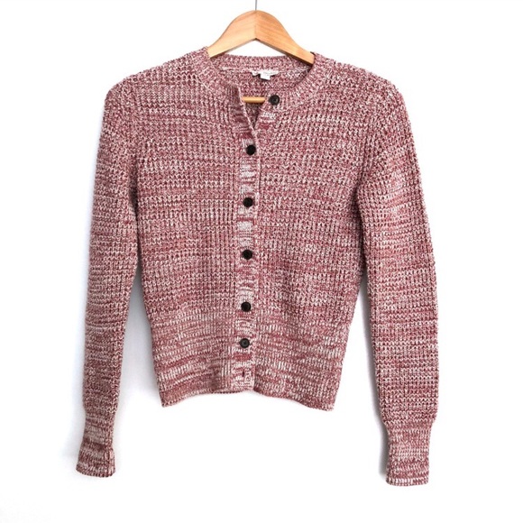 Gap pink marled waffle stitch cardigan XS - Picture 2 of 5